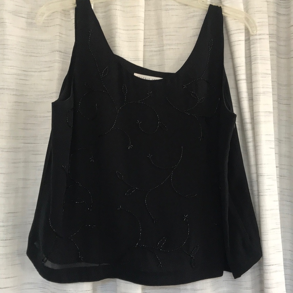 Black beaded silk tank